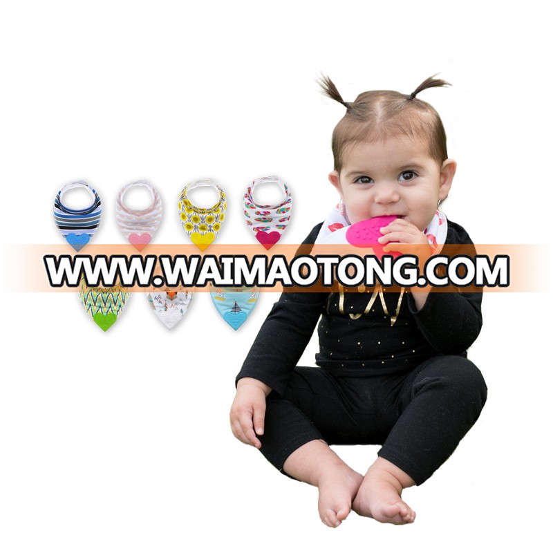 2018 NEW Design absorbent teething bib baby bibs with teether organic cotton baby bibs