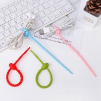 Free Sample Colorful Self-locking Headset Data Line Organize Silicone Cable Ties For Usb Cable