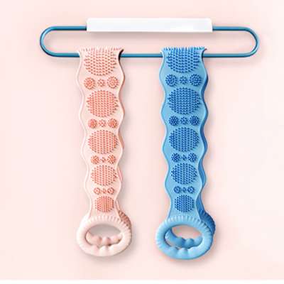 Amazon Hot Sale 80cm Extra Long Silicone Bath Body Belt  Brush For Shower Silicone